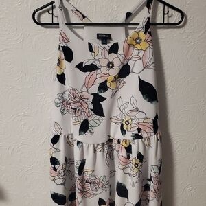 torrid White Floral Tank Dress with Pink and Yellow Blooms